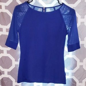 ⭐Blue Express Top with Sheer Sleeves